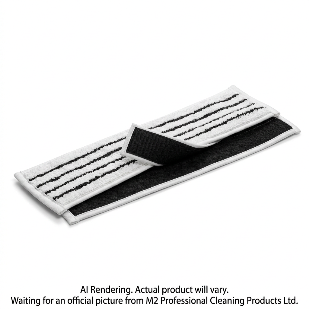 MicroStrip Velcro Flat Mop MicroFiber Pad 60cm/24" white/w/Black scrubber strip