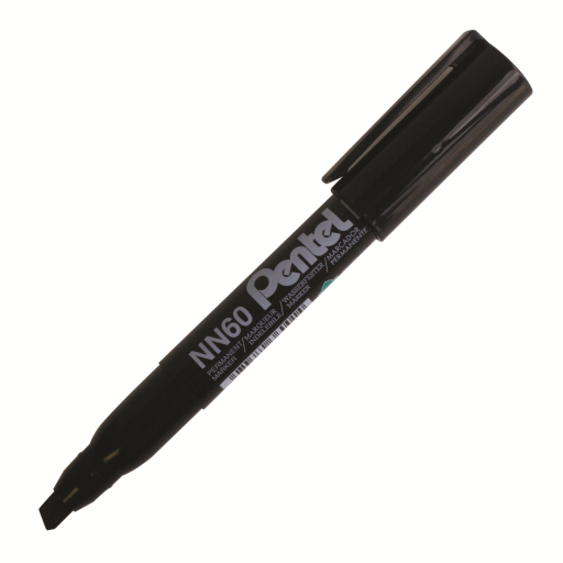 Green Label Permanent Marker (3.9/5.8mm), Chisel Tip, Black Ink