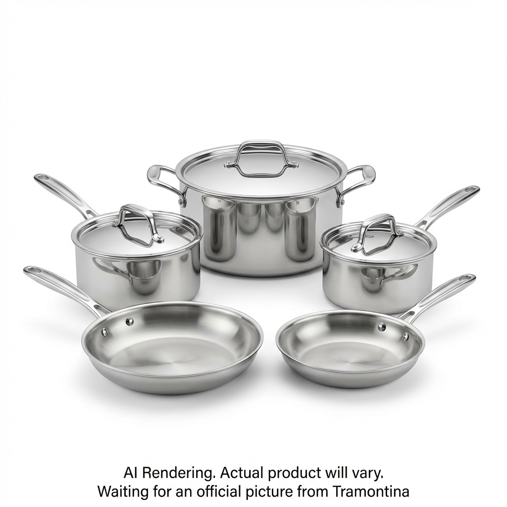 Tramontina Signature Tri-Ply Clad Stainless Steel Cookware Set, 8 Pc