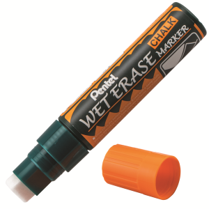 Pentel Arts Wet Erase Chalk Marker, Jumbo Chisel Tip, Orange Ink
