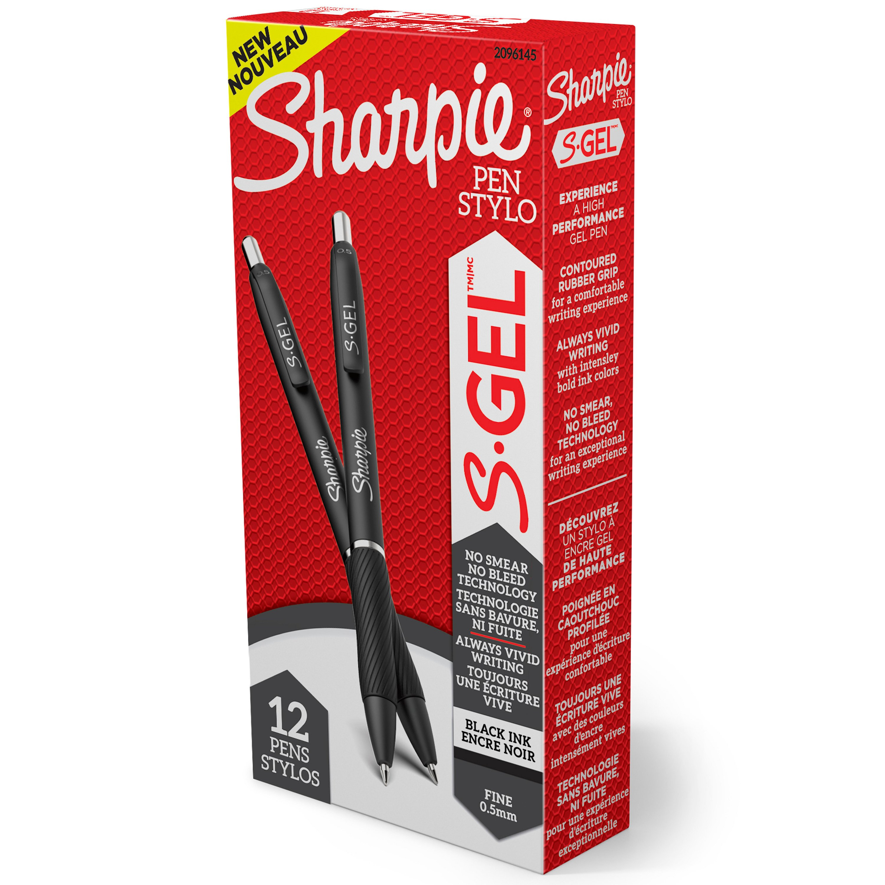 Sharpie S-Gel, Gel Pen, Fine Point (0.5 mm), Black Ink Gel Pen, 1 Unit