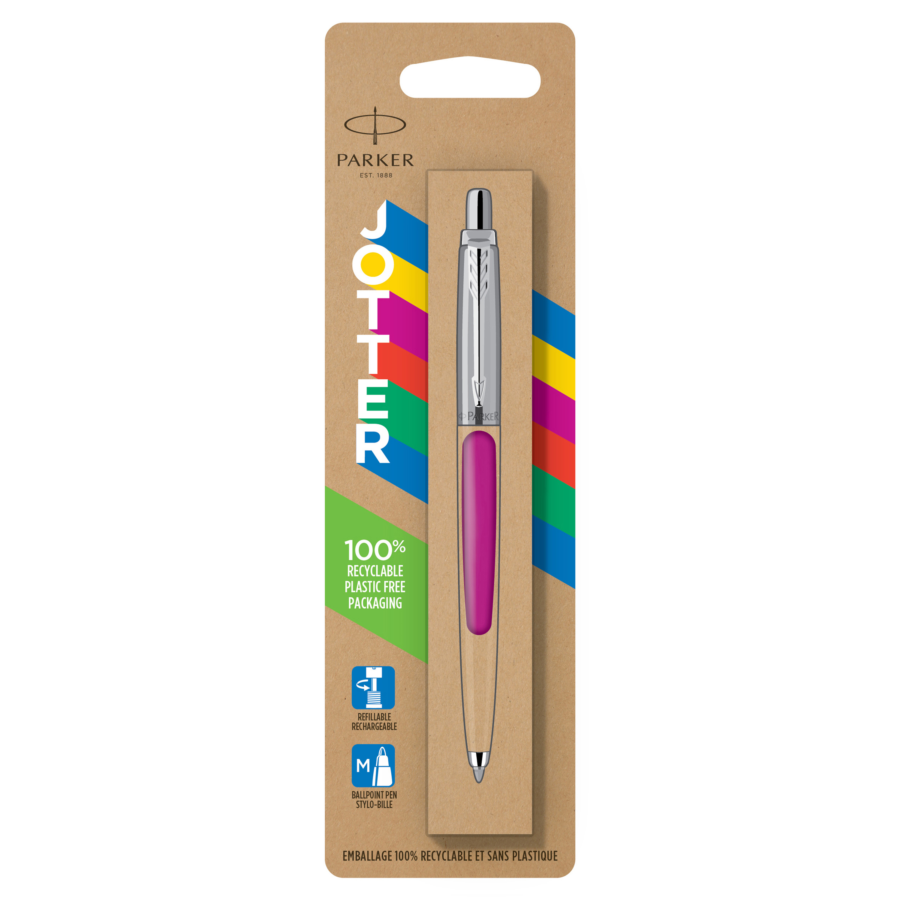 Parker Jotter Originals Ballpoint Pen, Classic Magenta Finish, Medium Point, Blue Ink, 1 Count