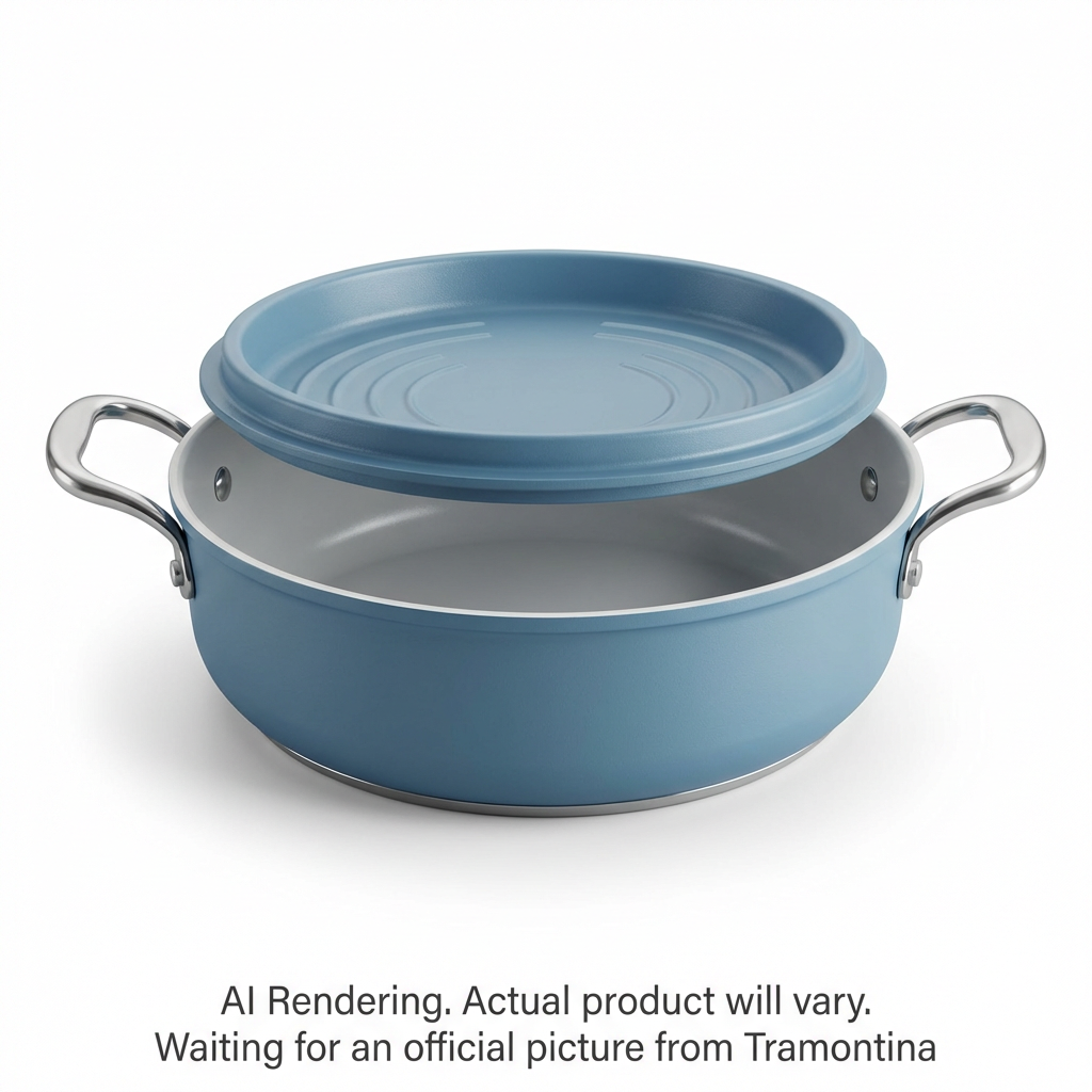 Tramontina Fiora 4.25 Quart Multipurpose Ceramic Nonstick Pan, Frost Blue