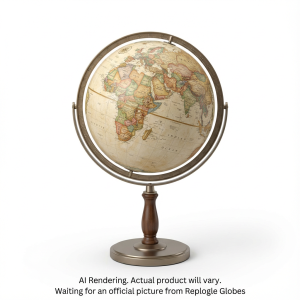 Treasury Globe 12"/30cm Diameter Antique Ocean Floor Globe With Metal and Full Meridian (English)