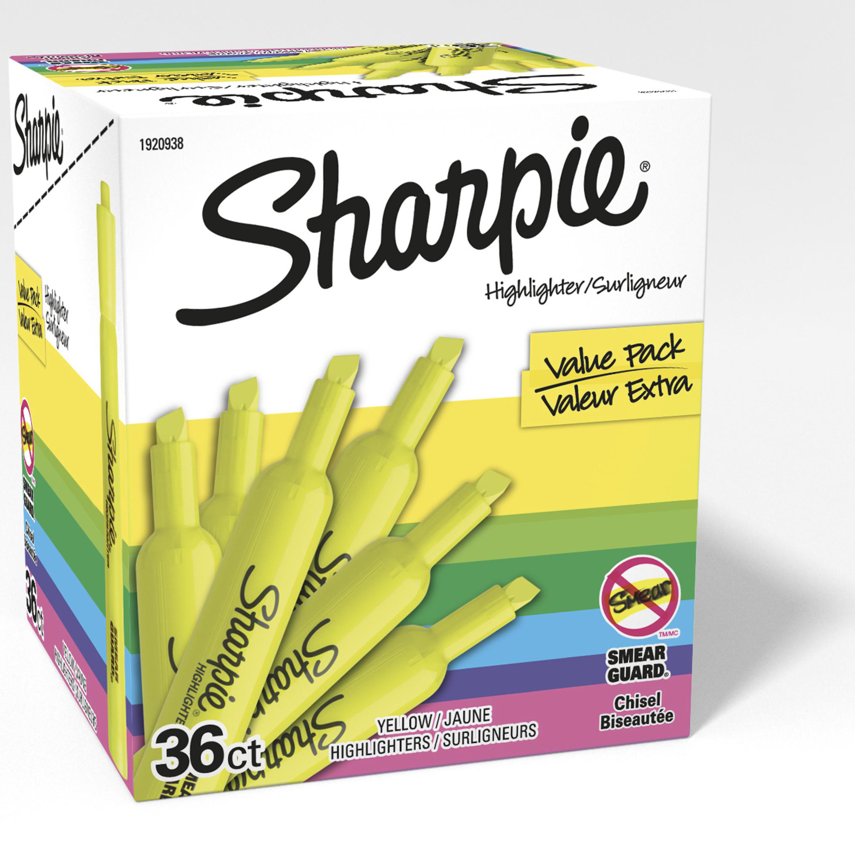 Sharpie Tank Highlighters, Chisel Tip, Yellow, 36 Count