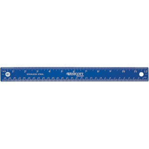Stainless Steel Ruler 30cm/12" ? Inch/Metric, Assorted Colours / 30cm/12 po ? pouces/m?trique - couleurs assorties