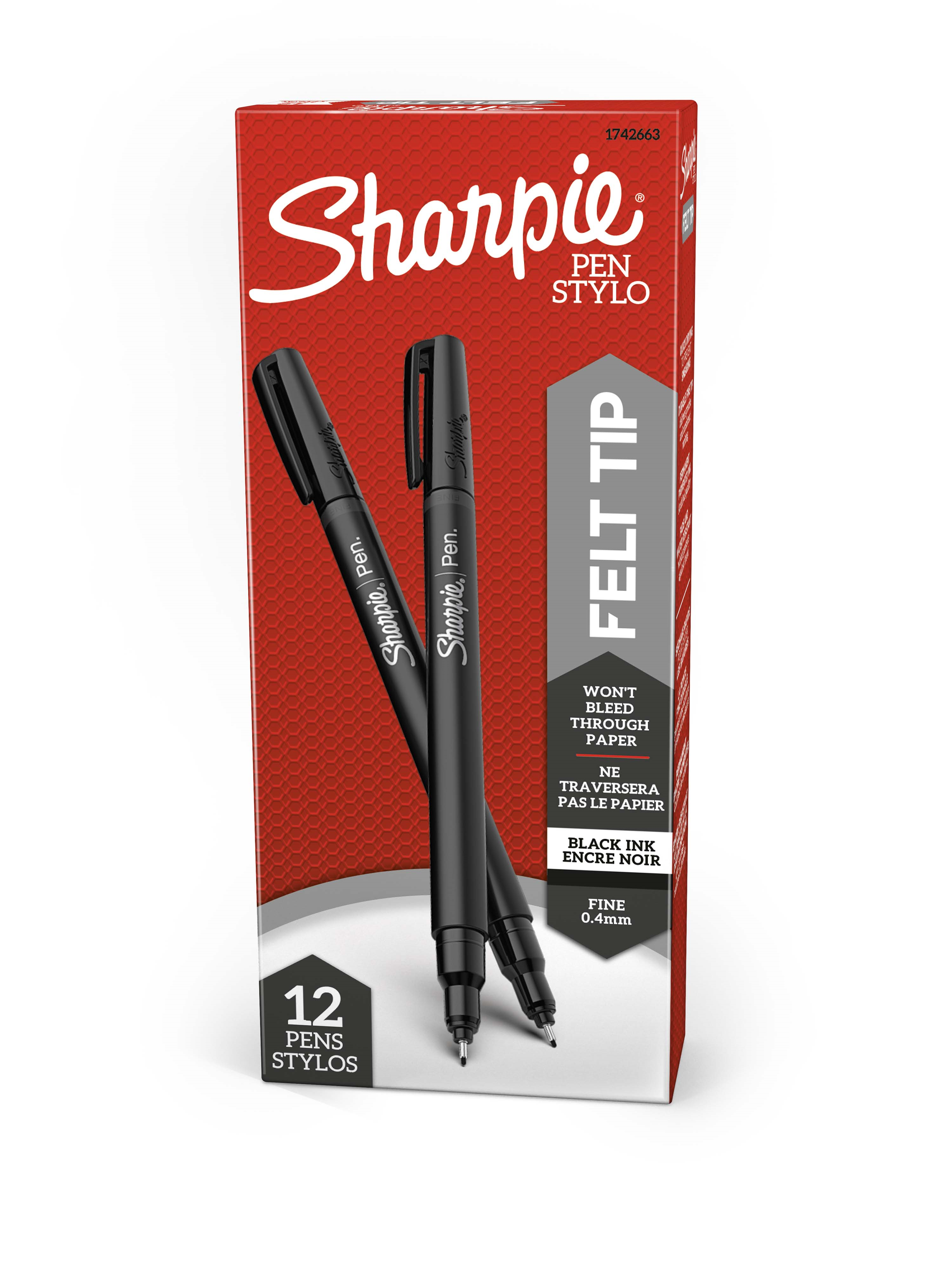 Sharpie Pen, Felt Tip, Fine Point (0.4 mm), Black, 1 Unit