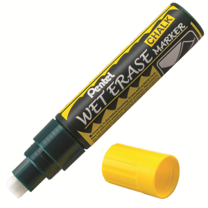 Pentel Arts Wet Erase Chalk Marker, Jumbo Chisel Tip, Yellow Ink