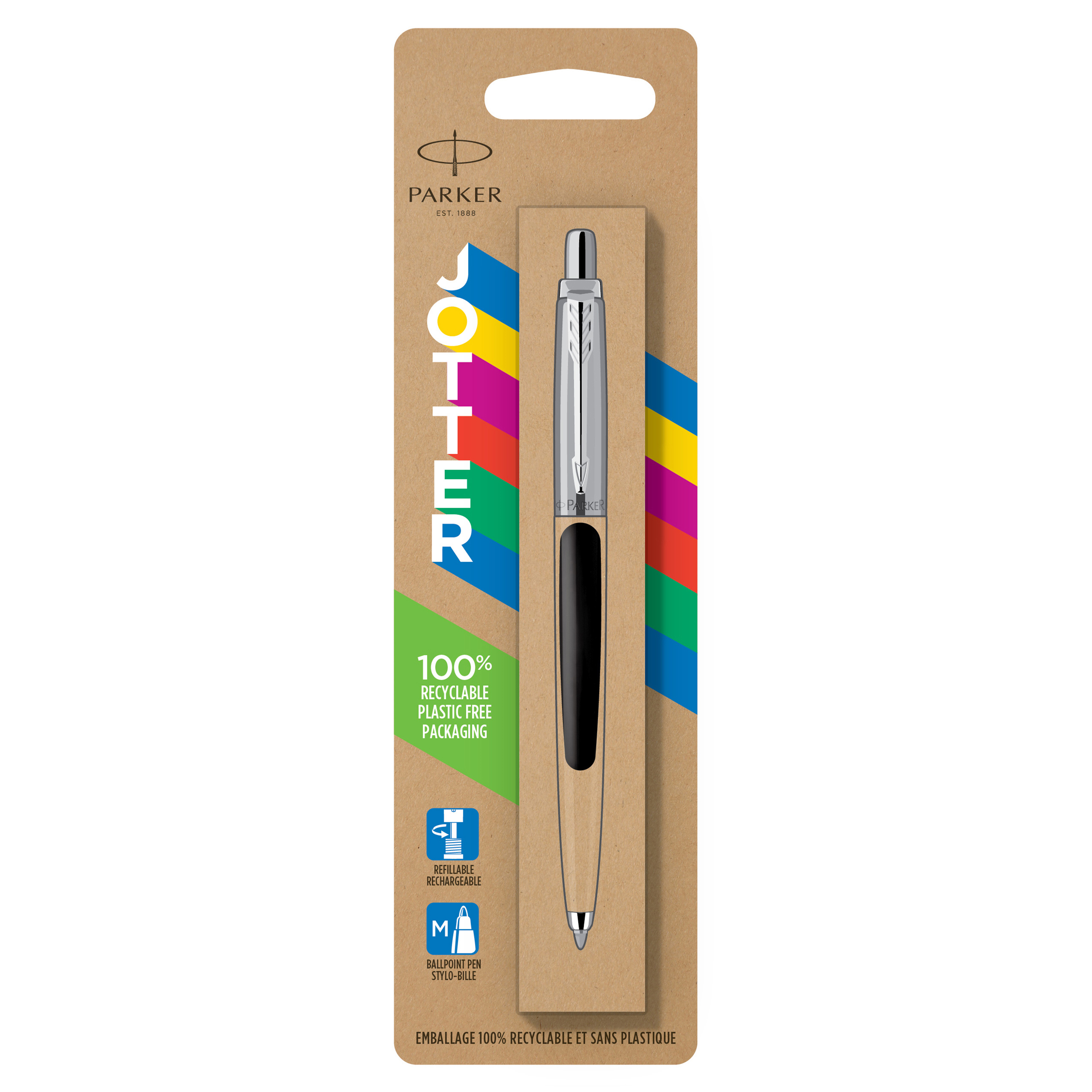 Parker Jotter Originals Ballpoint Pen, Classic Black Finish, Medium Point, Blue Ink