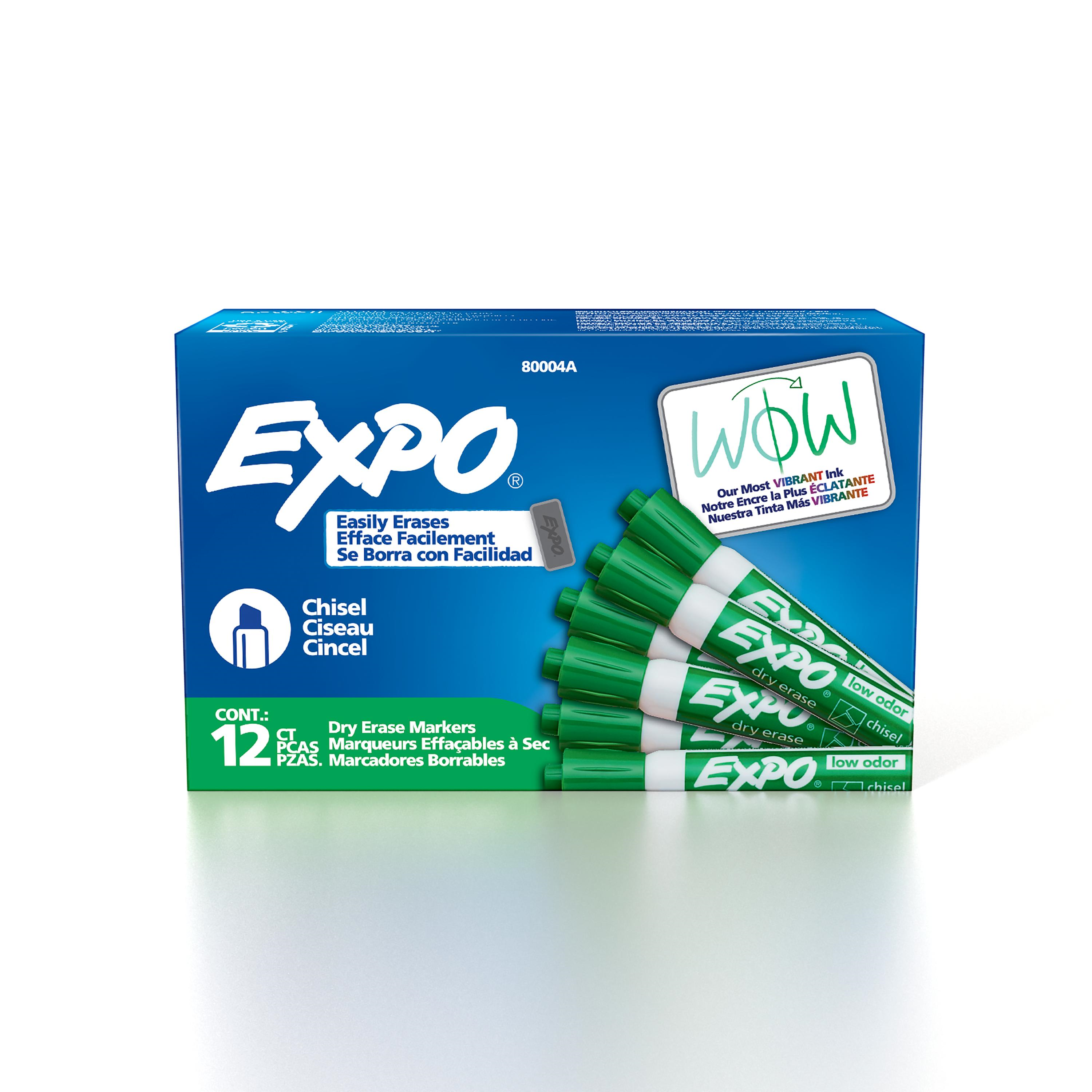 EXPO Dry Erase Marker, Low Odour Ink, Green, Chisel Tip, 1 Unit